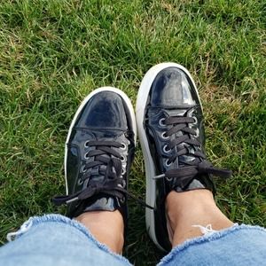 Limelight‎ - Black Patten Vegan Leather Lace up Sneakers Size 9
